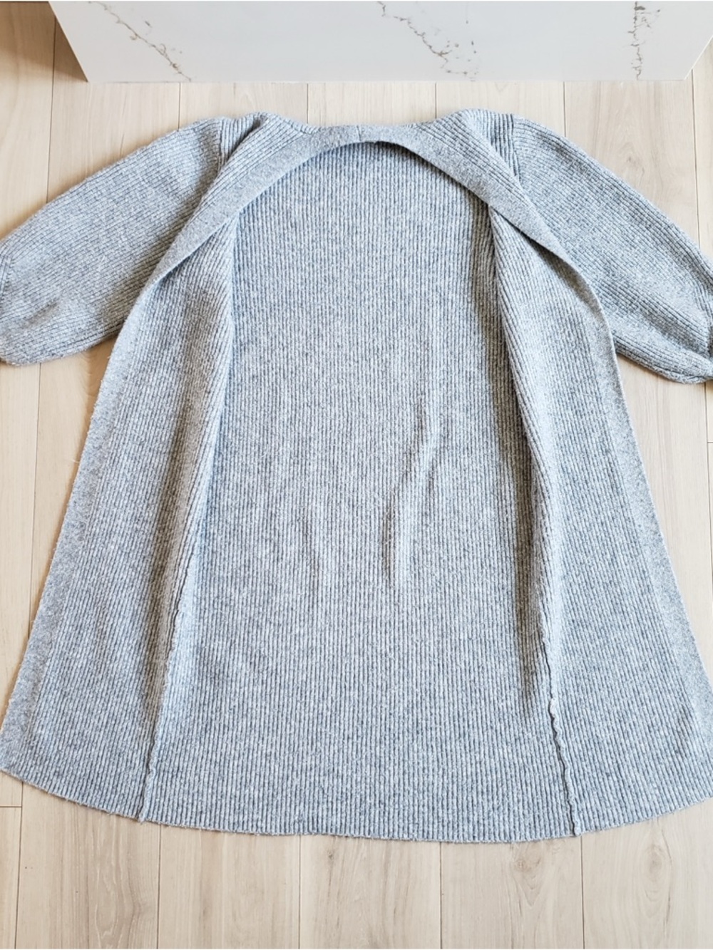 ASOS Light Gray Ribbed Open-Front Long Cardigan - Picture 2 of 6
